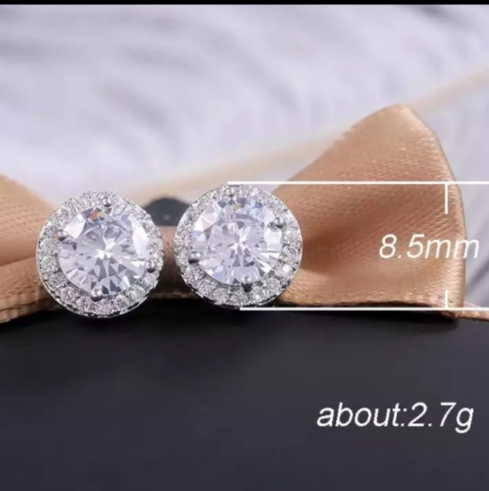 .925 ROUND Princess Earrings - Picture 4 of 4